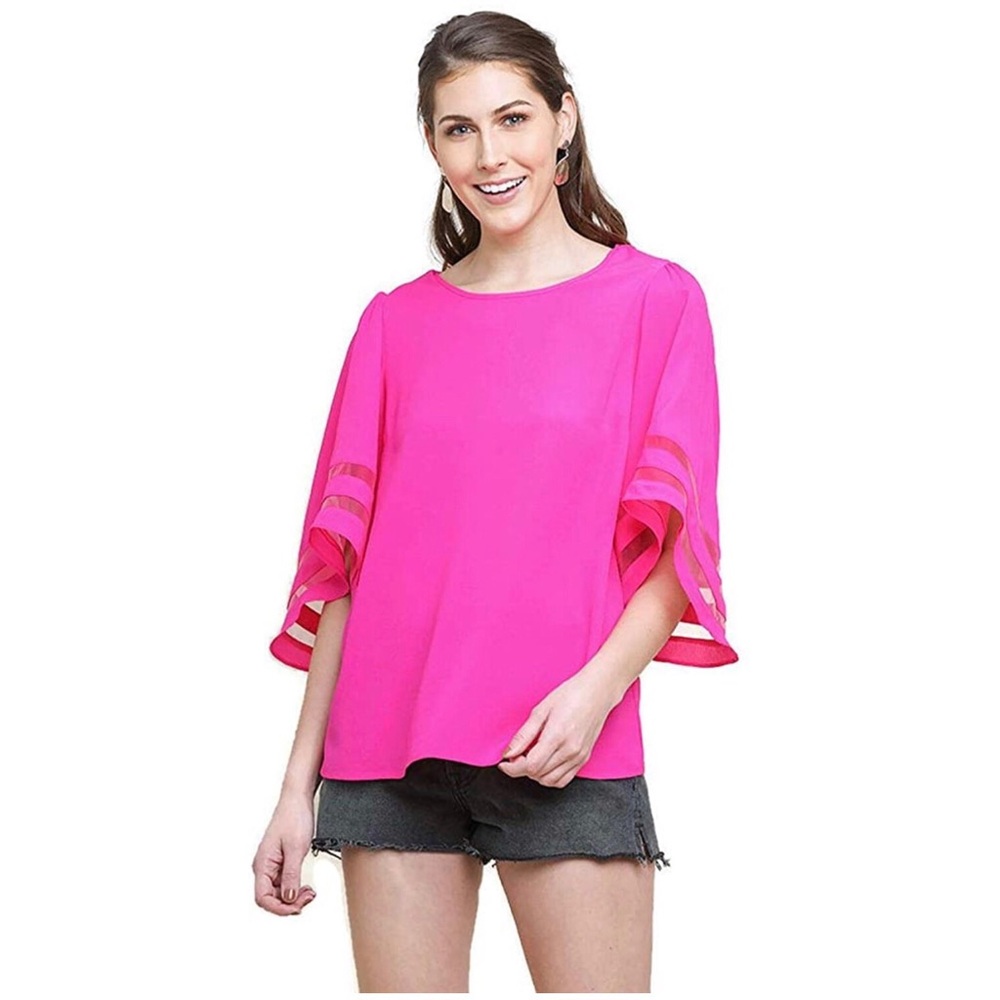 NWT Umgee Mesh Burnout Bell Sleeve Top